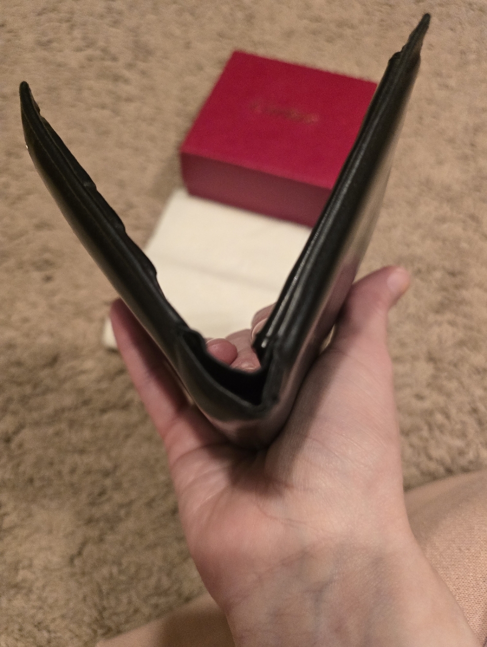 Cartier Bifold wallet Cards Case Holder Black Leather Logo With Box - Picture 8 of 15